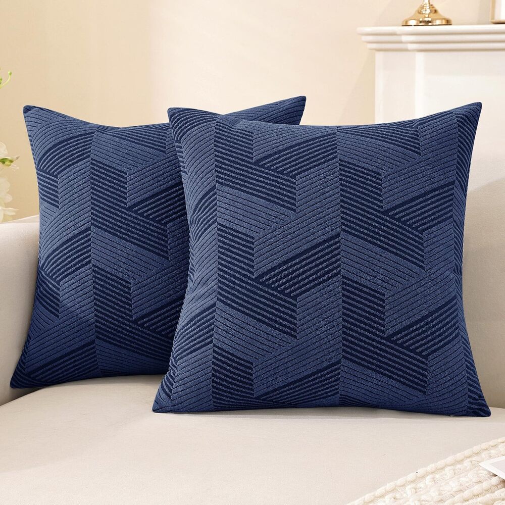 3776 Decorative Geometrical Throw Pillow Covers 18 x 18 Inch, Set of 2 Soft